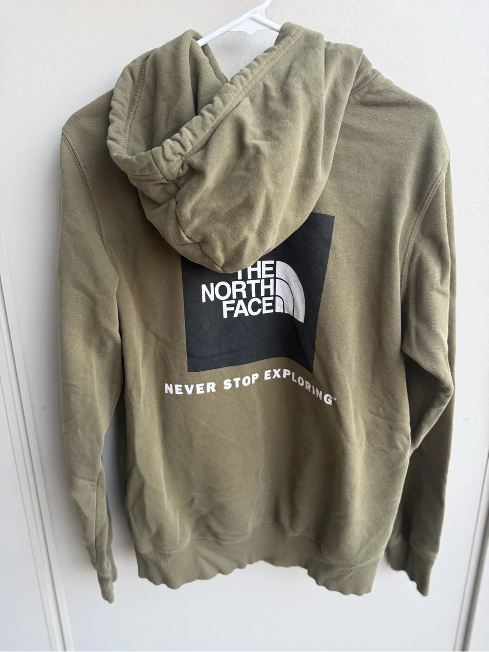 The North Face Men's Olive Hoodie with White Logo